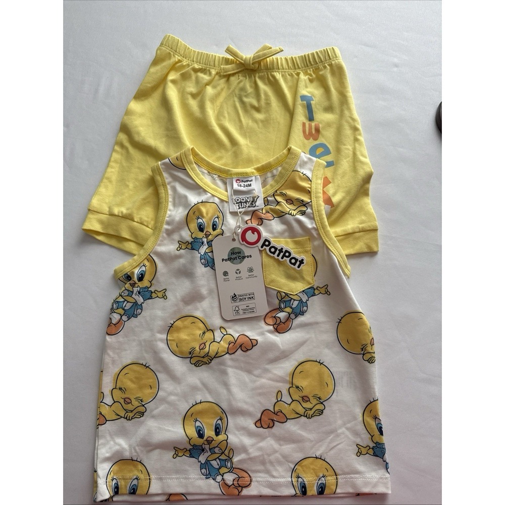 Toddler Tweety Short Set for A Lil Girl Size 18-24 Months NWT Yellow Tweety Bird